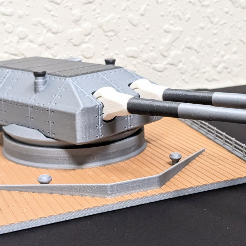 II. Dünya Savaşı Bismarck Zırhlısı Hareketli Top Kulesi 3D Baskı Modeli