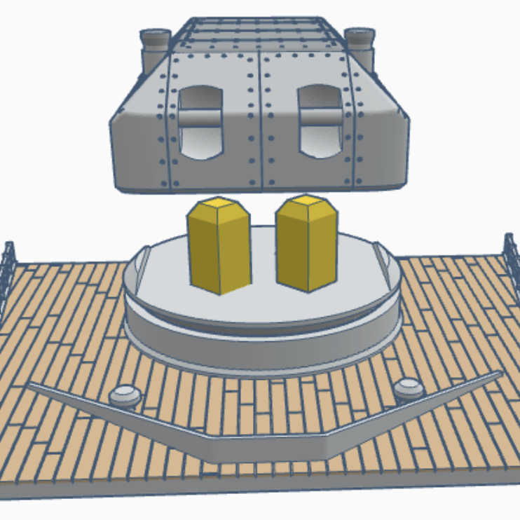 II. Dünya Savaşı Bismarck Zırhlısı Hareketli Top Kulesi 3D Baskı Modeli