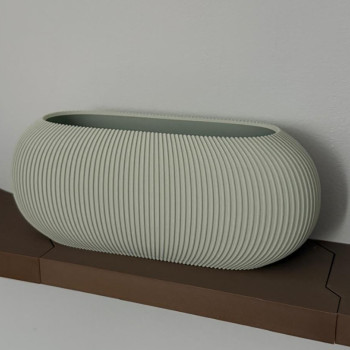 Modern Kaburga Desenli Vazo - 3D Baskı Dekorasyon