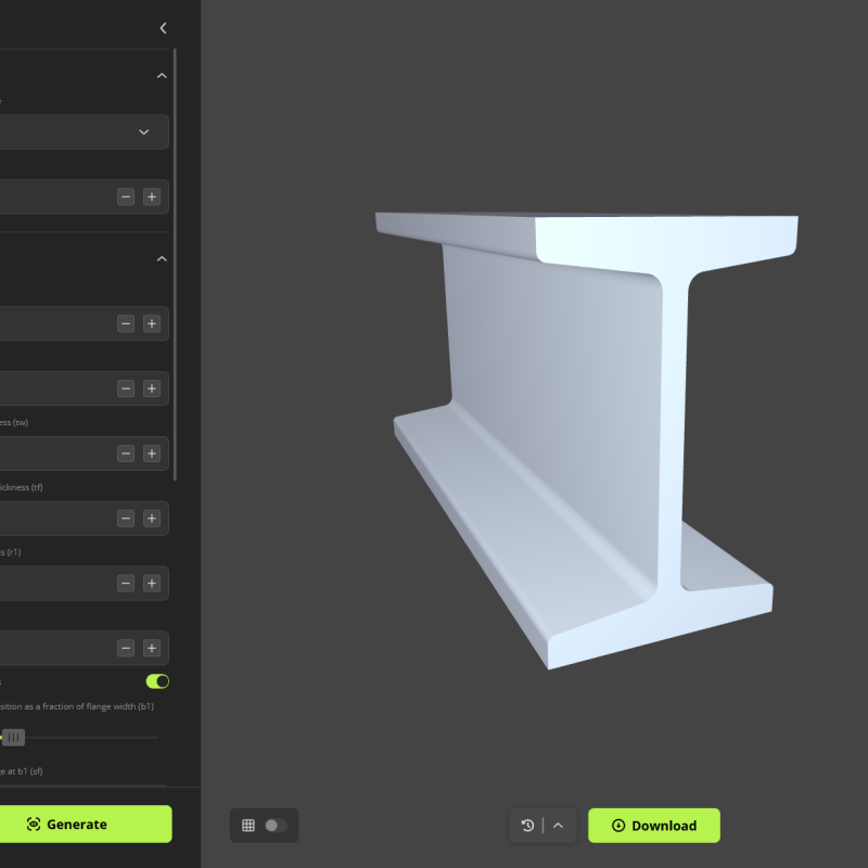 Parametrik Kiriş ve Profil Üretici - 3D Baskı Mühendislik Parçaları