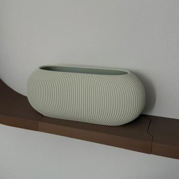 Modern Kaburga Desenli Vazo - 3D Baskı Dekorasyon