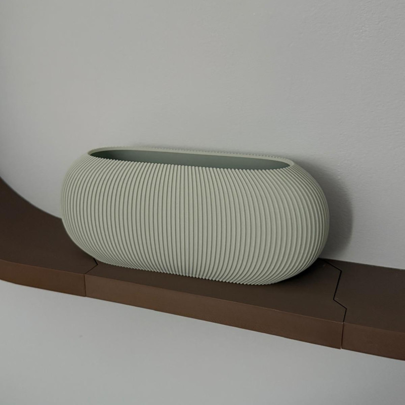 Modern Kaburga Desenli Vazo - 3D Baskı Dekorasyon