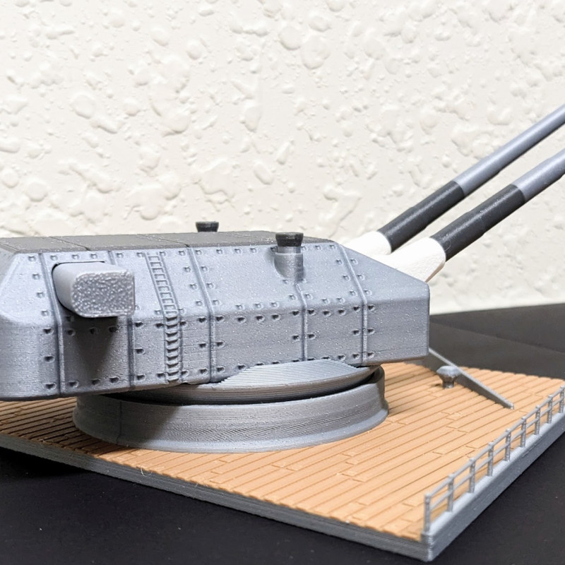 II. Dünya Savaşı Bismarck Zırhlısı Hareketli Top Kulesi 3D Baskı Modeli