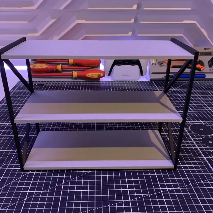 Minimalist Endüstriyel Masa Rafı - 3D Baskılı Ofis Organizasyon