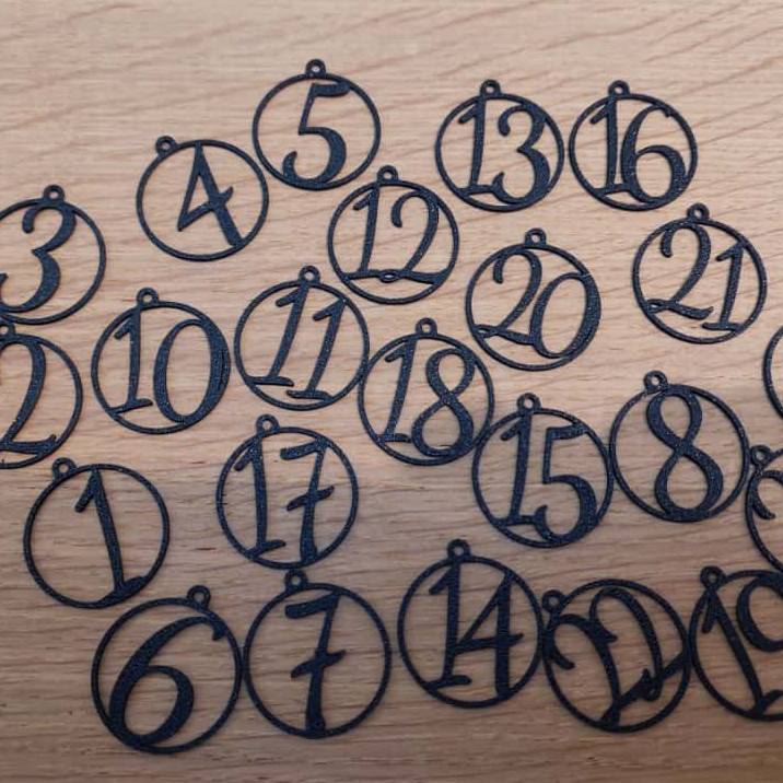 30mm DIY Advent Takvimi Numaraları - PLA 3D Baskı Noel Süsü