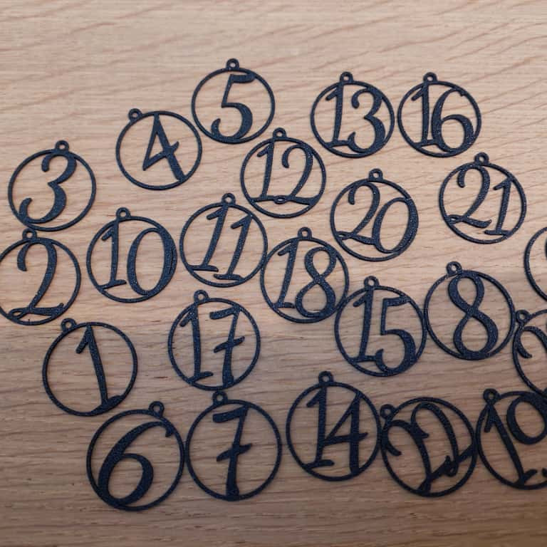 30mm DIY Advent Takvimi Numaraları - PLA 3D Baskı Noel Süsü