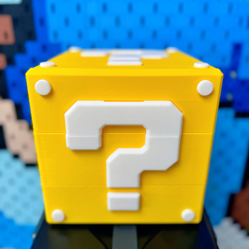 Süper Mario Soru İşareti Blok 3 Katlı Çekmeceli Saklama Kutusu - 3D Baskı