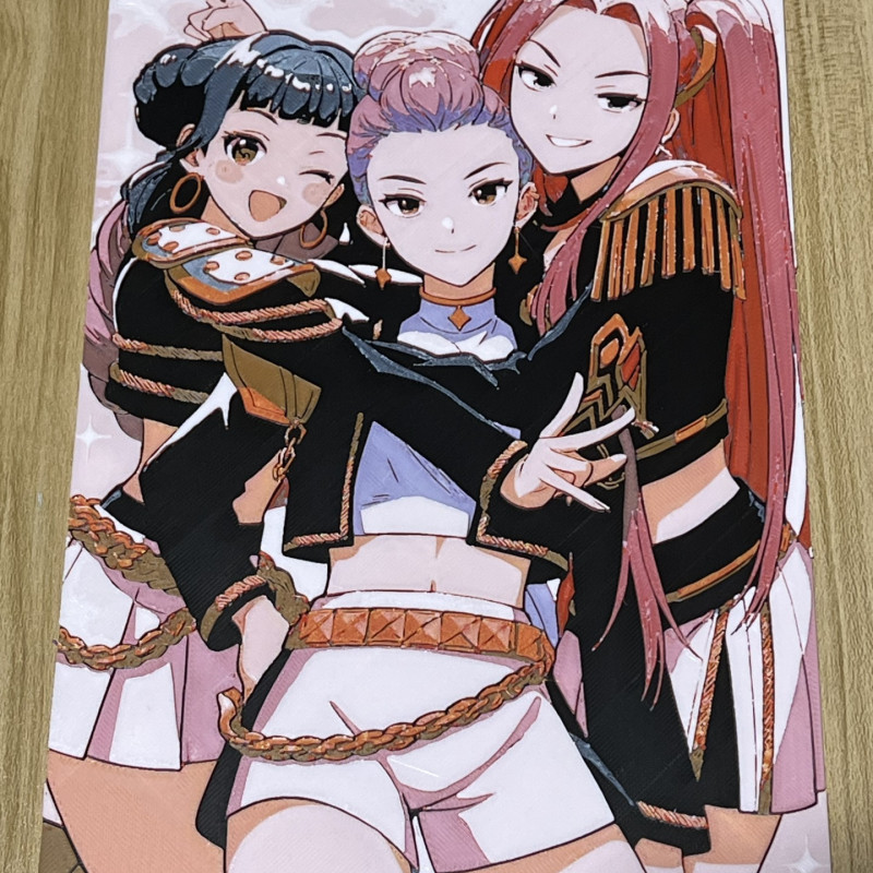 K-Pop Demon Hunters Hueforge 3D Baskı Duvar Sanatı - Renkli Tablo