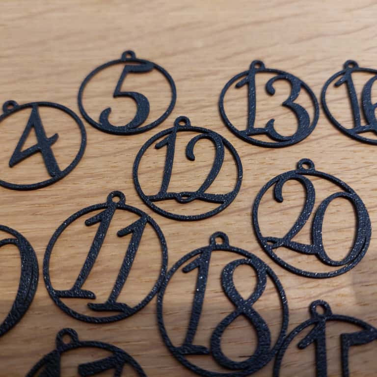 30mm DIY Advent Takvimi Numaraları - PLA 3D Baskı Noel Süsü