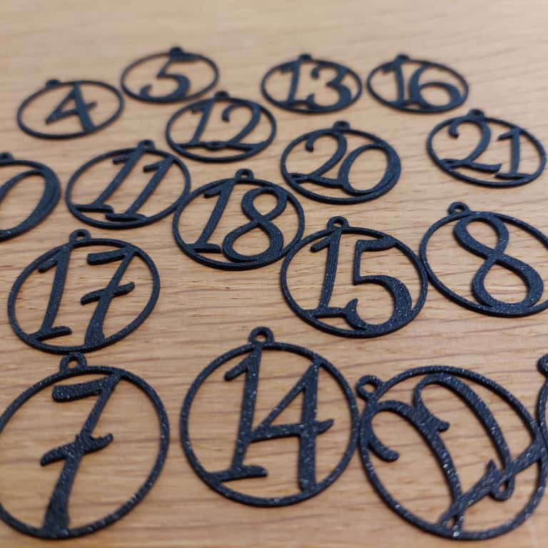 30mm DIY Advent Takvimi Numaraları - PLA 3D Baskı Noel Süsü