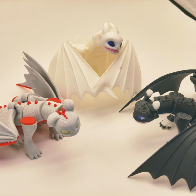 Ejderha Eğitimi Toothless Yavruları 3D Baskı Mini Figür Seti - 4 Renk Seçeneği
