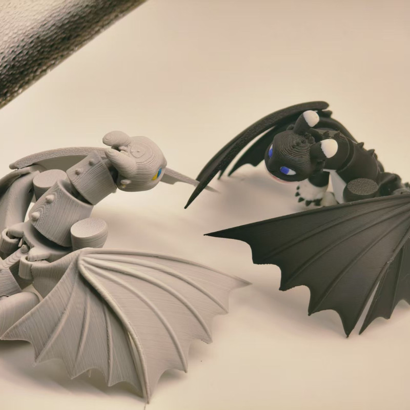 Ejderha Eğitimi Toothless Yavruları 3D Baskı Mini Figür Seti - 4 Renk Seçeneği