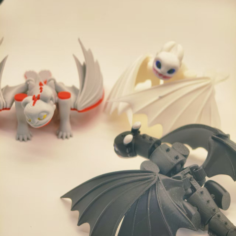 Ejderha Eğitimi Toothless Yavruları 3D Baskı Mini Figür Seti - 4 Renk Seçeneği