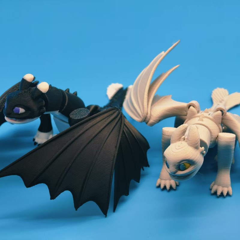 Ejderha Eğitimi Toothless Yavruları 3D Baskı Mini Figür Seti - 4 Renk Seçeneği