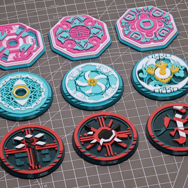 Arknights Jieyuan Tongbao Seti - 3D Baskı Koleksiyon Paraları ve Askılık