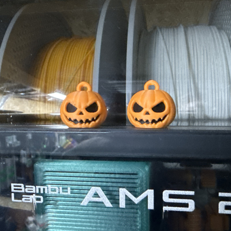 Mini Balkabağı Halloween Küpe - 3D Baskı Özel Tasarım