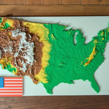 ABD Fiziksel Harita 3D Model - Eğitici Coğrafya Maketi