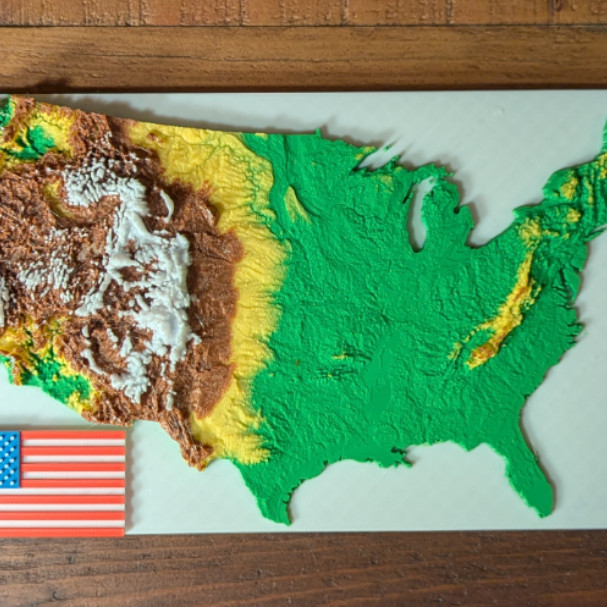 ABD Fiziksel Harita 3D Model - Eğitici Coğrafya Maketi