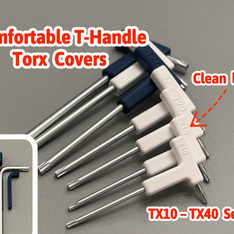 Ergonomik T-Kolu Torx Anahtar Kapakları Seti TX10-TX40