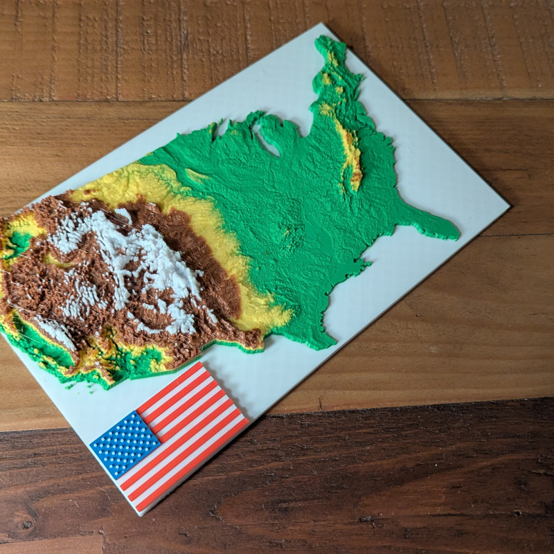 ABD Fiziksel Harita 3D Model - Eğitici Coğrafya Maketi