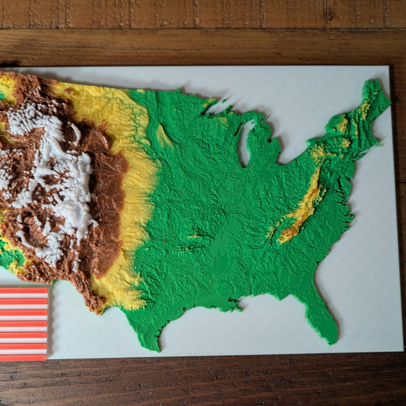 ABD Fiziksel Harita 3D Model - Eğitici Coğrafya Maketi