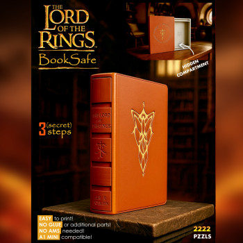 Gizli Bölmeli LOTR Temalı 3D Baskı Kitap Kutusu - Puzzle Kasa