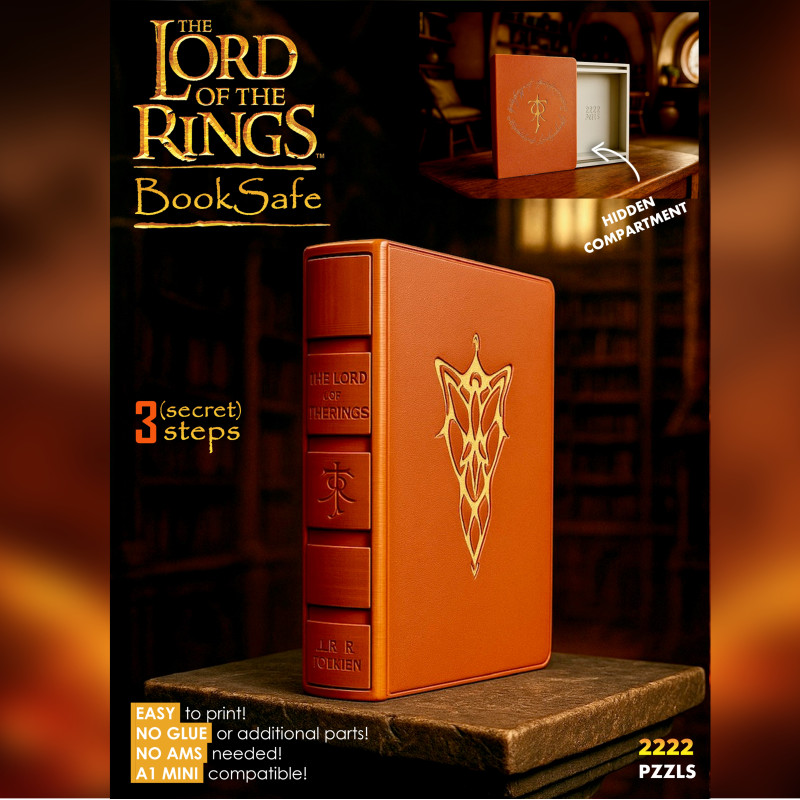 Gizli Bölmeli LOTR Temalı 3D Baskı Kitap Kutusu - Puzzle Kasa