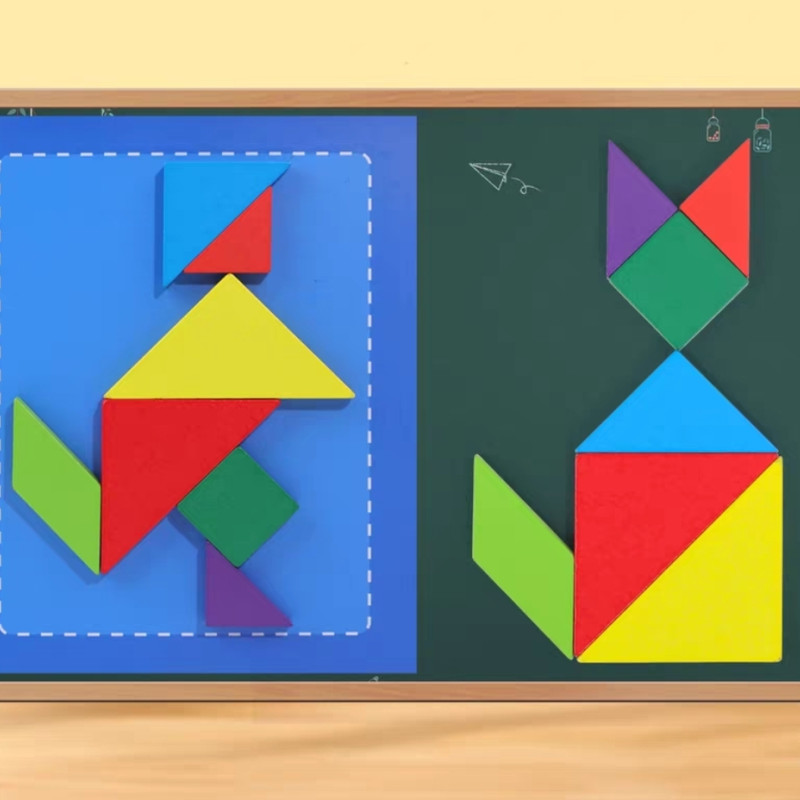 Renkli Tangram Blokları ve Saklama Kutusu - Eğitici 3D Baskı Oyun Seti