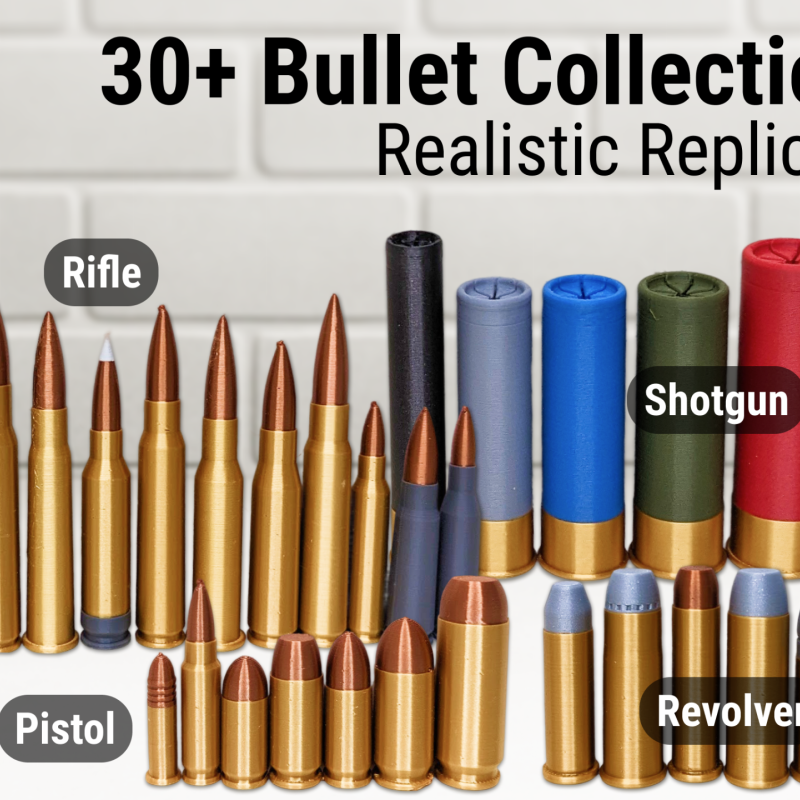 30+ Gerçekçi Mermi Koleksiyonu - 3D Baskı Mermi Replikaları