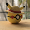 Pikachu Monkey D. Luffy Pokeball 3D Baskılı Koleksiyon Parçası