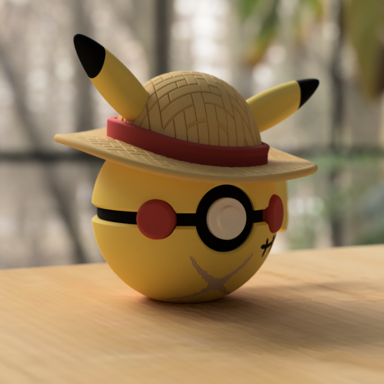 Pikachu Monkey D. Luffy Pokeball 3D Baskılı Koleksiyon Parçası