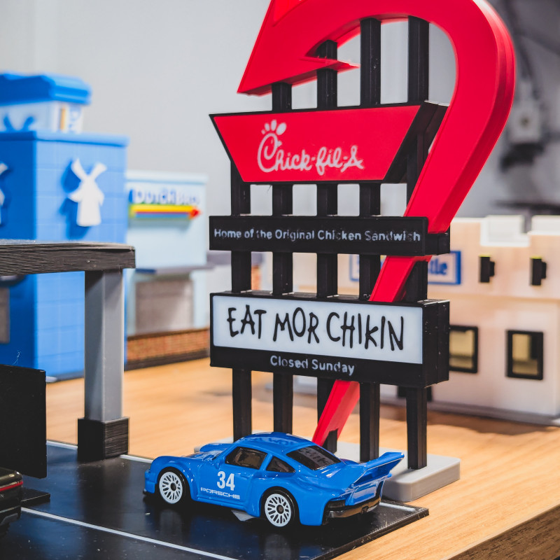 Chick-fil-A 1:64 Ölçekli 3D Baskı Diorama Seti - Mini Restoran Modeli