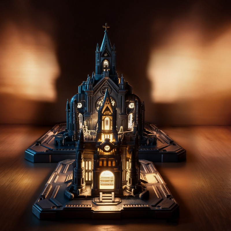 Siberpunk Katedral RGB LED Gece Lambası - 3D Baskı Dekor