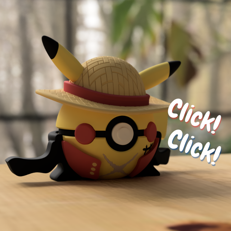 Pikachu Monkey D. Luffy Pokeball 3D Baskılı Koleksiyon Parçası
