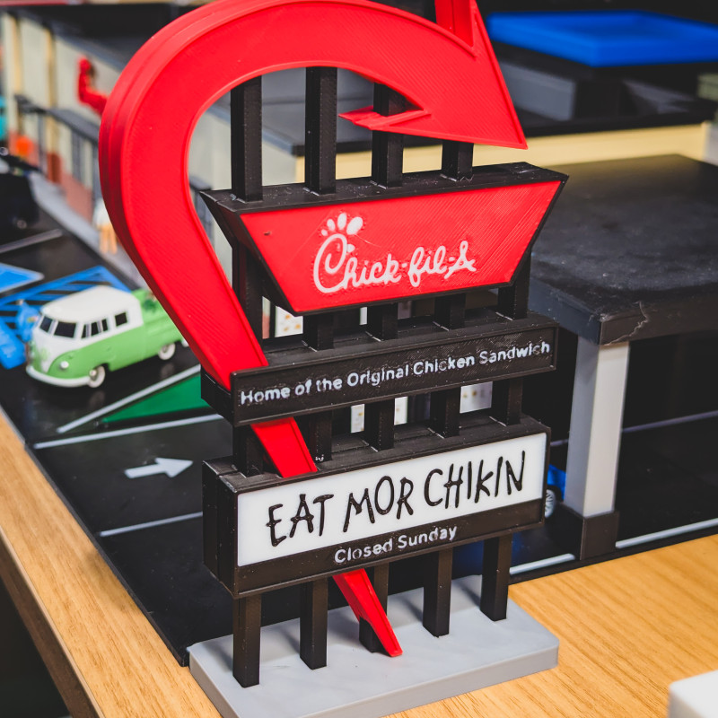 Chick-fil-A 1:64 Ölçekli 3D Baskı Diorama Seti - Mini Restoran Modeli