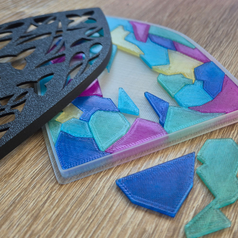 Vitray Yapboz Kutusu - 3D Baskılı Dekoratif Puzzle