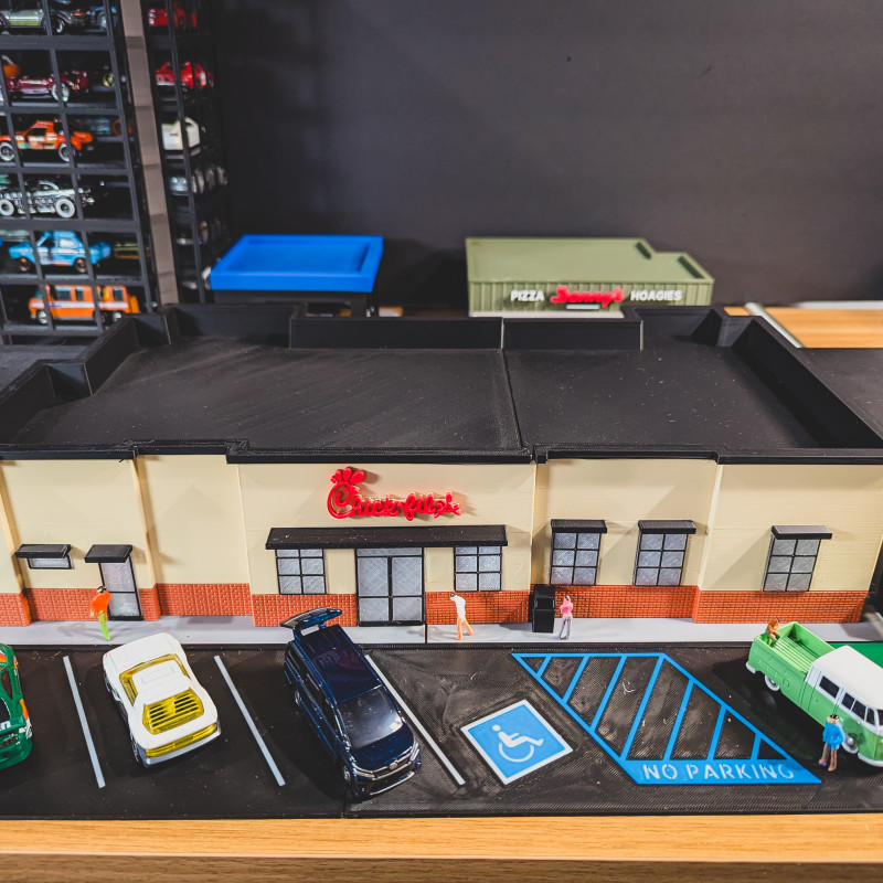Chick-fil-A 1:64 Ölçekli 3D Baskı Diorama Seti - Mini Restoran Modeli