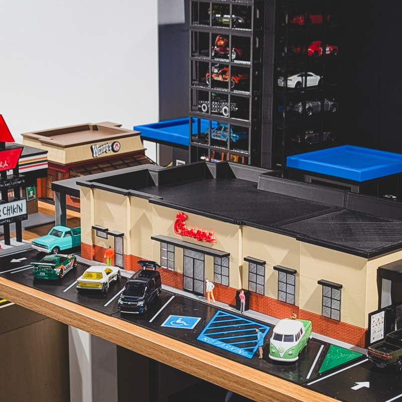 Chick-fil-A 1:64 Ölçekli 3D Baskı Diorama Seti - Mini Restoran Modeli