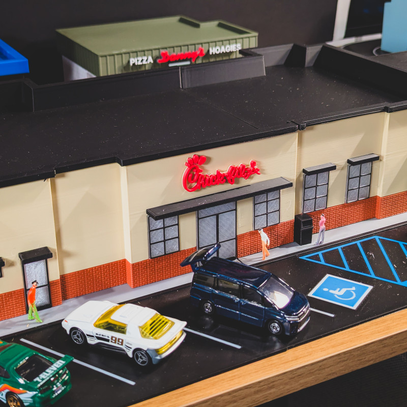 Chick-fil-A 1:64 Ölçekli 3D Baskı Diorama Seti - Mini Restoran Modeli