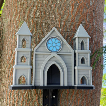 Gotik Kuş Evi Katedral - 3D Baskı Bahçe Dekoru