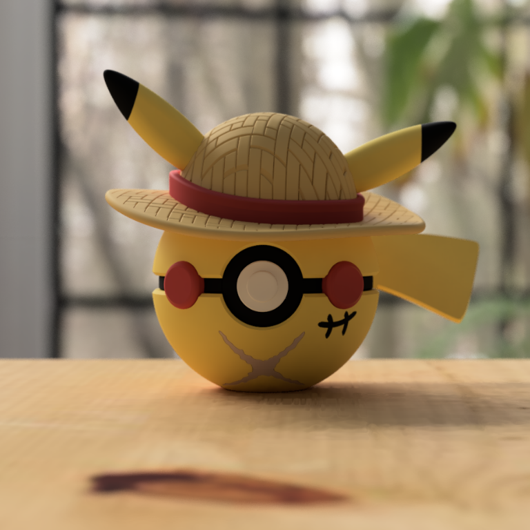 Pikachu Monkey D. Luffy Pokeball 3D Baskılı Koleksiyon Parçası