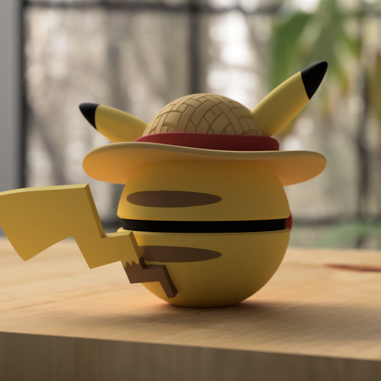 Pikachu Monkey D. Luffy Pokeball 3D Baskılı Koleksiyon Parçası