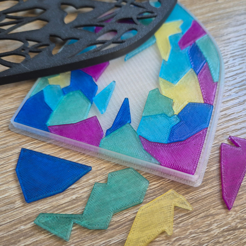 Vitray Yapboz Kutusu - 3D Baskılı Dekoratif Puzzle