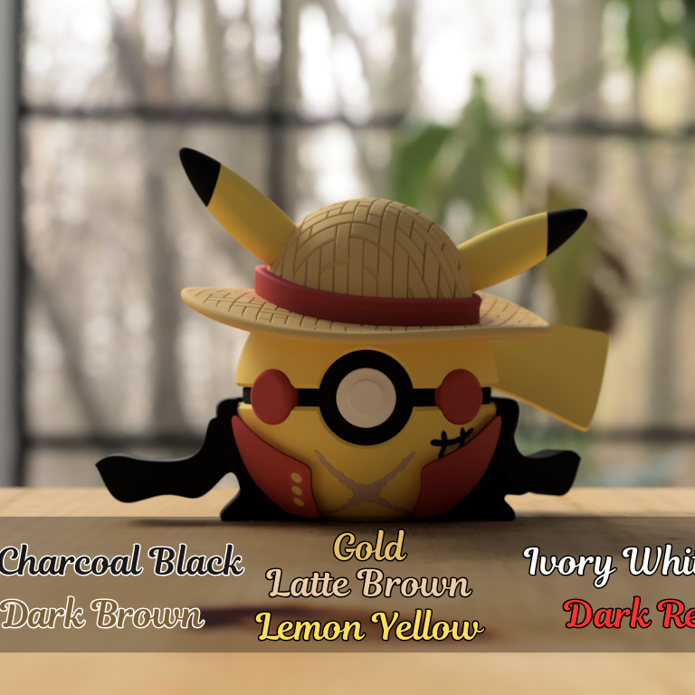 Pikachu Monkey D. Luffy Pokeball 3D Baskılı Koleksiyon Parçası