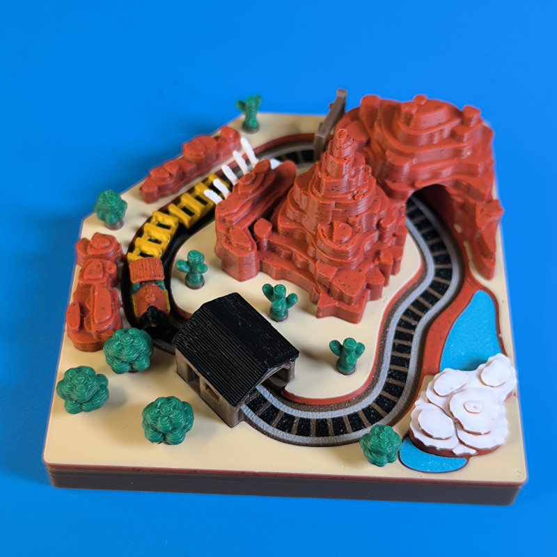 Mini Tren Big Thunder Mountain Diorama - 3D Baskı Disney Maketi