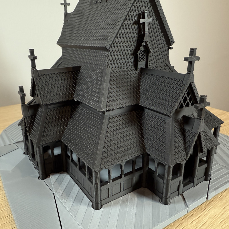 Norveç Ahşap Kilise 3D Baskı Mimari Maket - Detaylı Tasarım