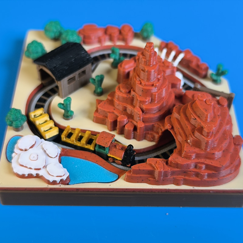 Mini Tren Big Thunder Mountain Diorama - 3D Baskı Disney Maketi