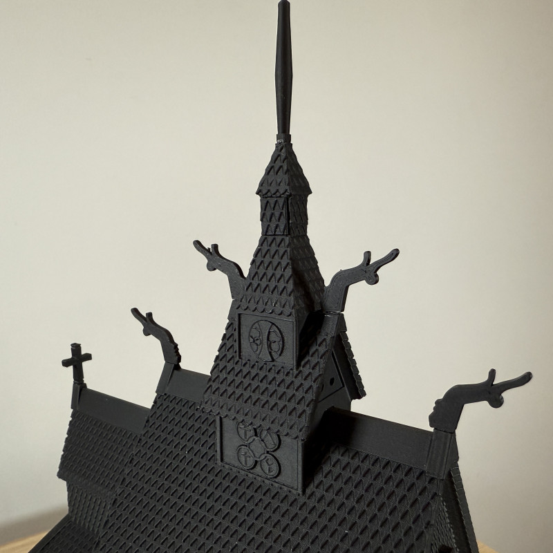 Norveç Ahşap Kilise 3D Baskı Mimari Maket - Detaylı Tasarım