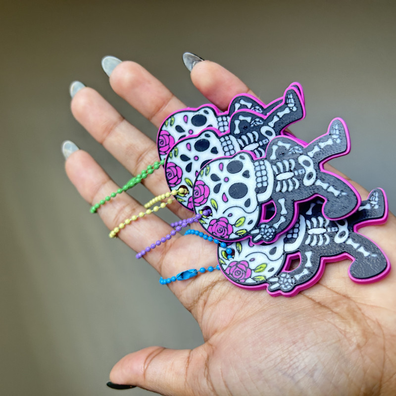 Ölüler Günü Barış İşareti Anahtarlık - Renkli 3D Baskı