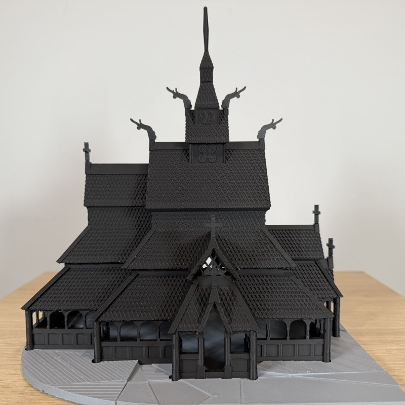 Norveç Ahşap Kilise 3D Baskı Mimari Maket - Detaylı Tasarım